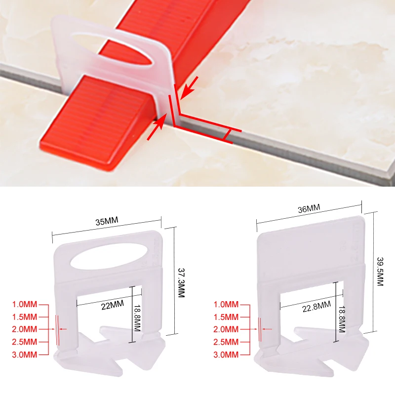 100pcs 1/1.5/2/2.5/3mm Ceramic - Tile Leveling Clip recension och pris